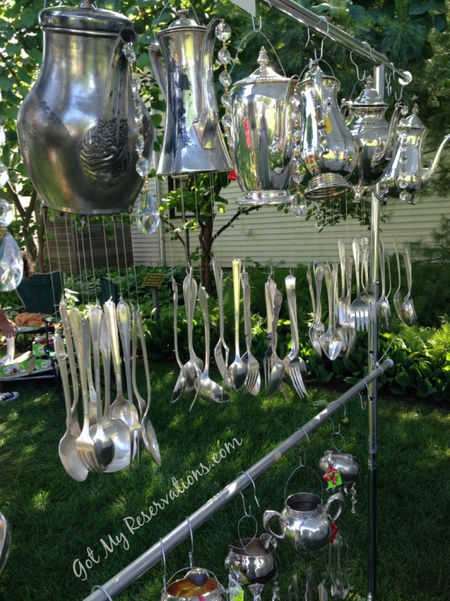 GotMyReservations Silver Teapot and Flatware Wind Chimes